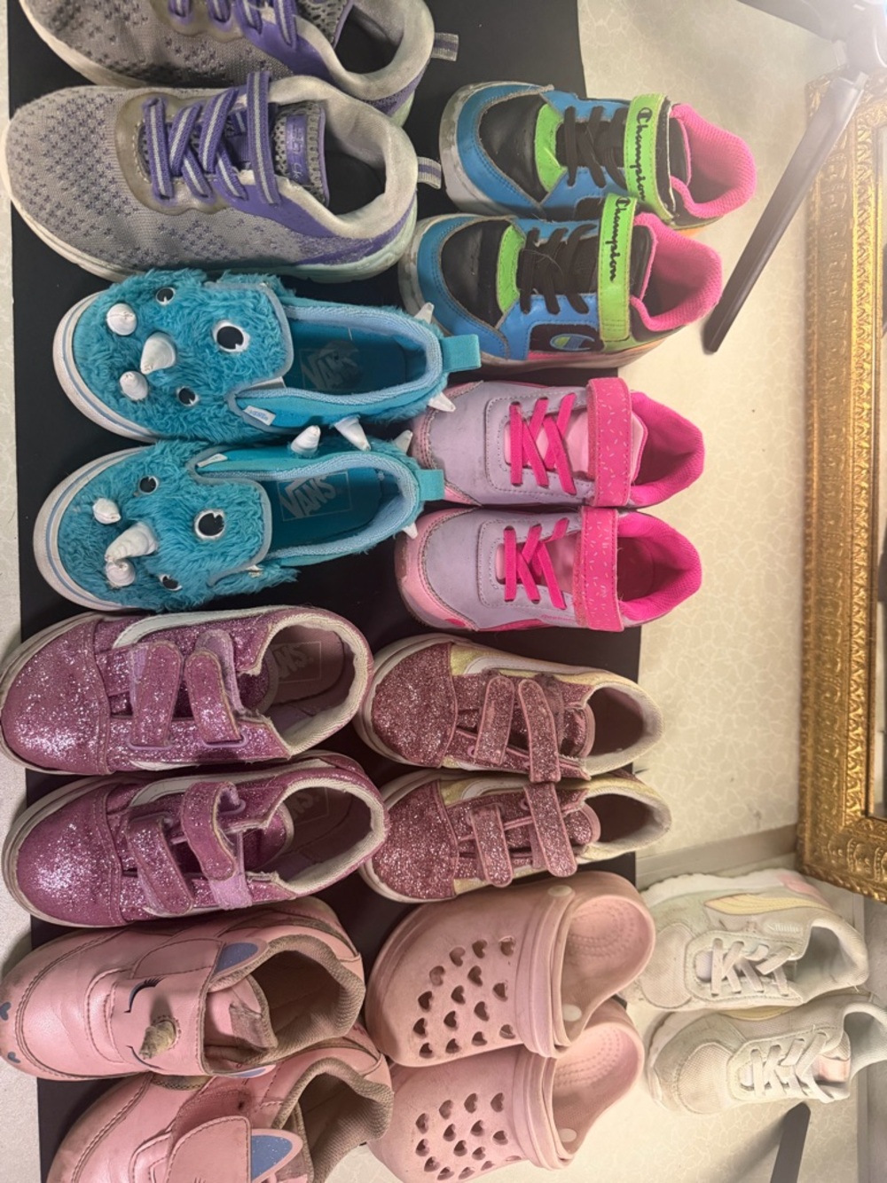 Lil girl shoe lot size 9 and 8. 9 pairs in total including vans reeboks and more
